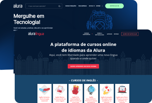 Screens of Alura+ and Alura Language