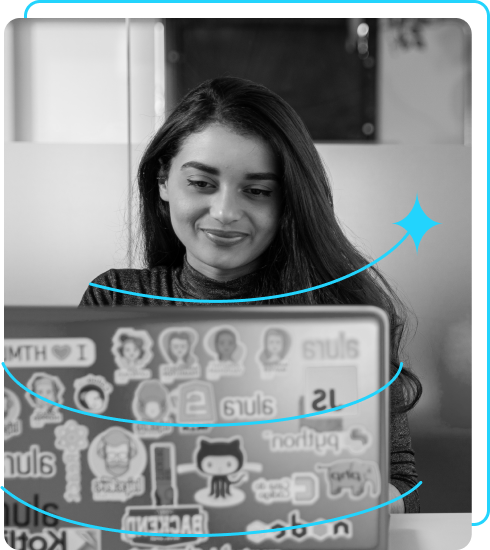 Photo of Joana Santos coding